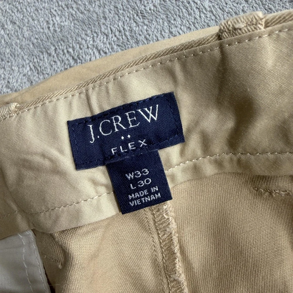 J.CREW Pants Mens Measured 35x30 Beige Chino Straight Flex Cotton Stretch